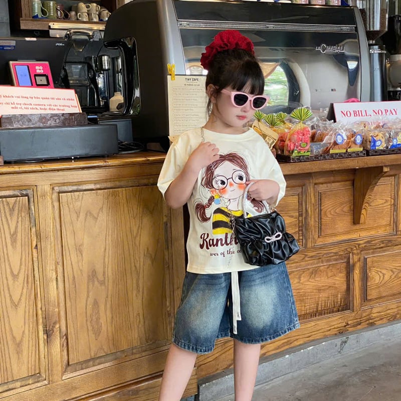 Bộ short jean bé gái cô gái Rantho