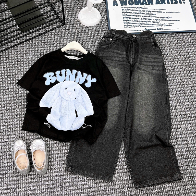Bộ jean dài bé gái thỏ Bunny