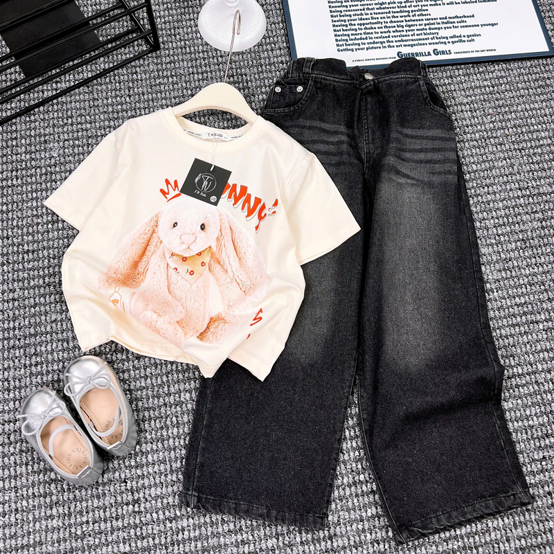 Bộ jean dài bé gái thỏ Bunny