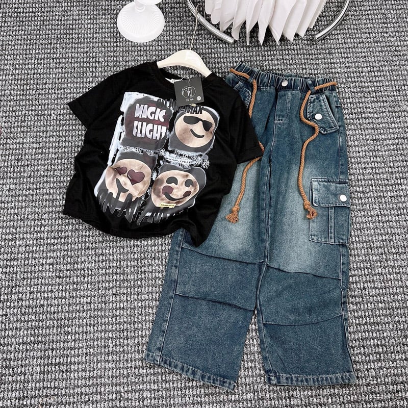 Bộ jean bé gái túi hộp Magic Flight