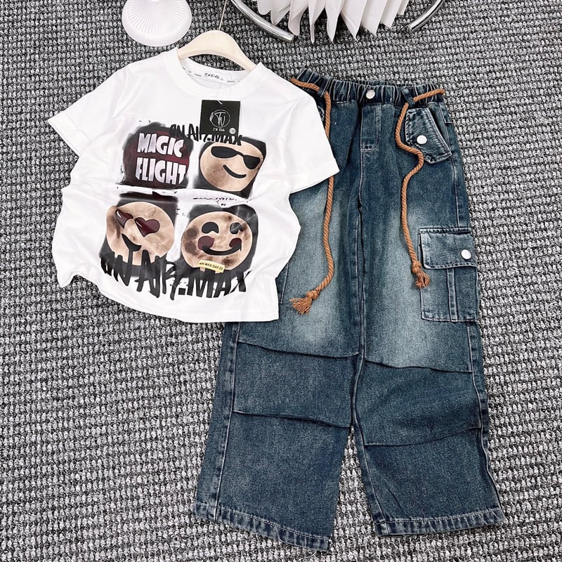 Bộ jean bé gái túi hộp Magic Flight