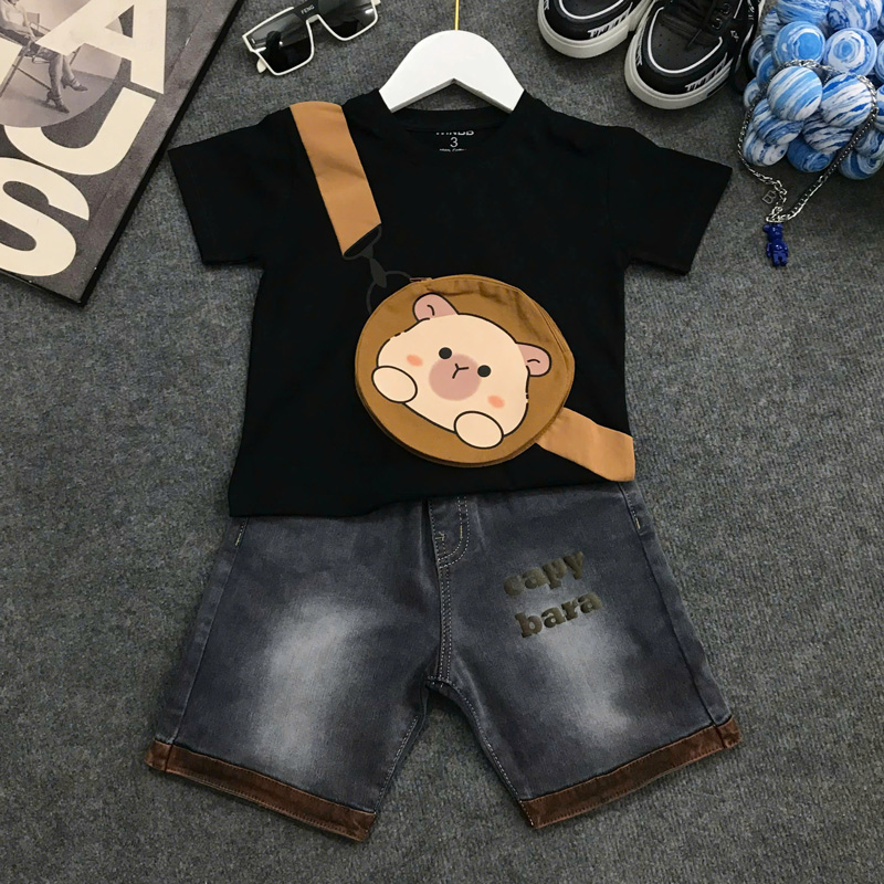 Bộ jean bé trai Capybara túi