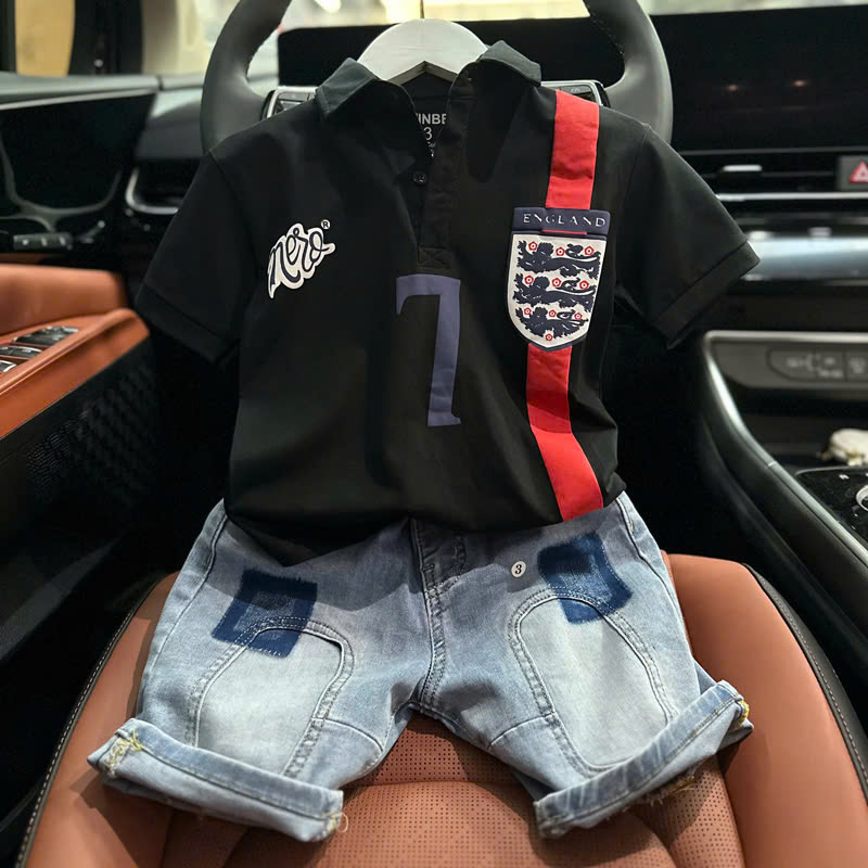 Bộ jean cổ trụ bé trai số 7 New