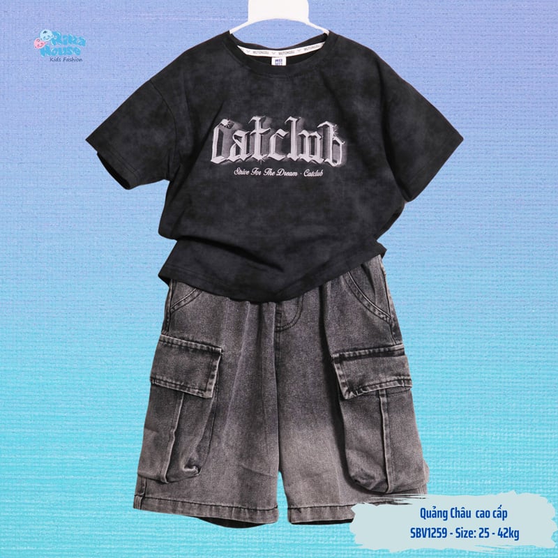 Bộ jean bé trai túi hộp Quảng Châu Cat Club