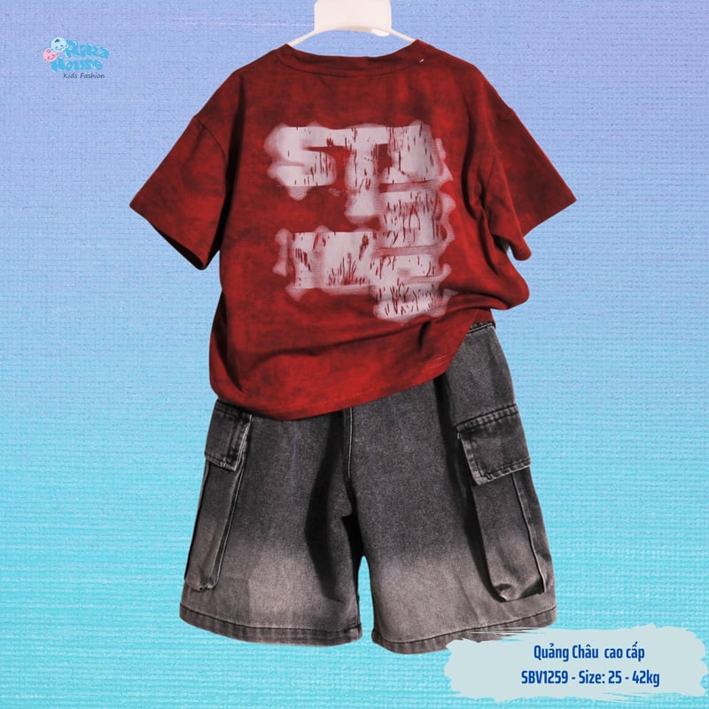 Bộ jean bé trai túi hộp Quảng Châu Cat Club