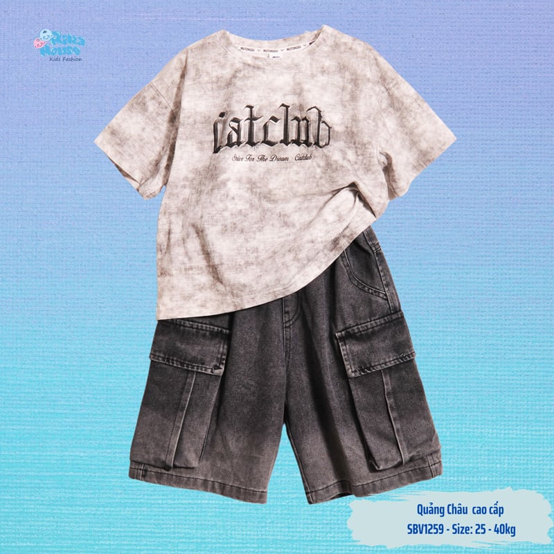 Bộ jean bé trai túi hộp Quảng Châu Cat Club