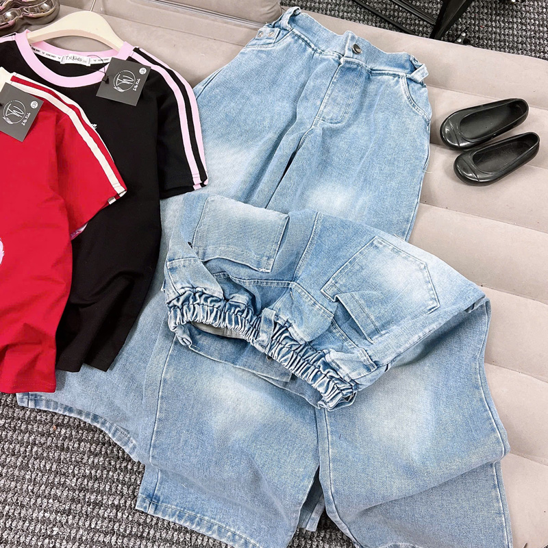 Bộ jean bé gái Baby Three ngôi sao
