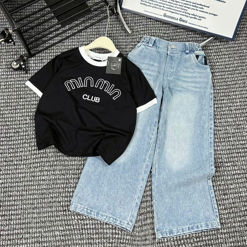 Bộ jean dài bé gái Miu Miu