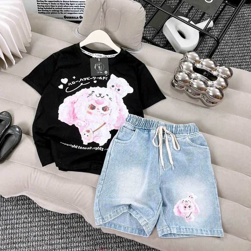 Bộ jean bé gái ngố Baby Three