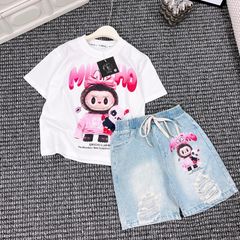 Bộ jean ngố bé gái Labubu