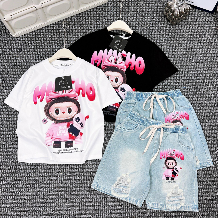 Bộ jean ngố bé gái Labubu