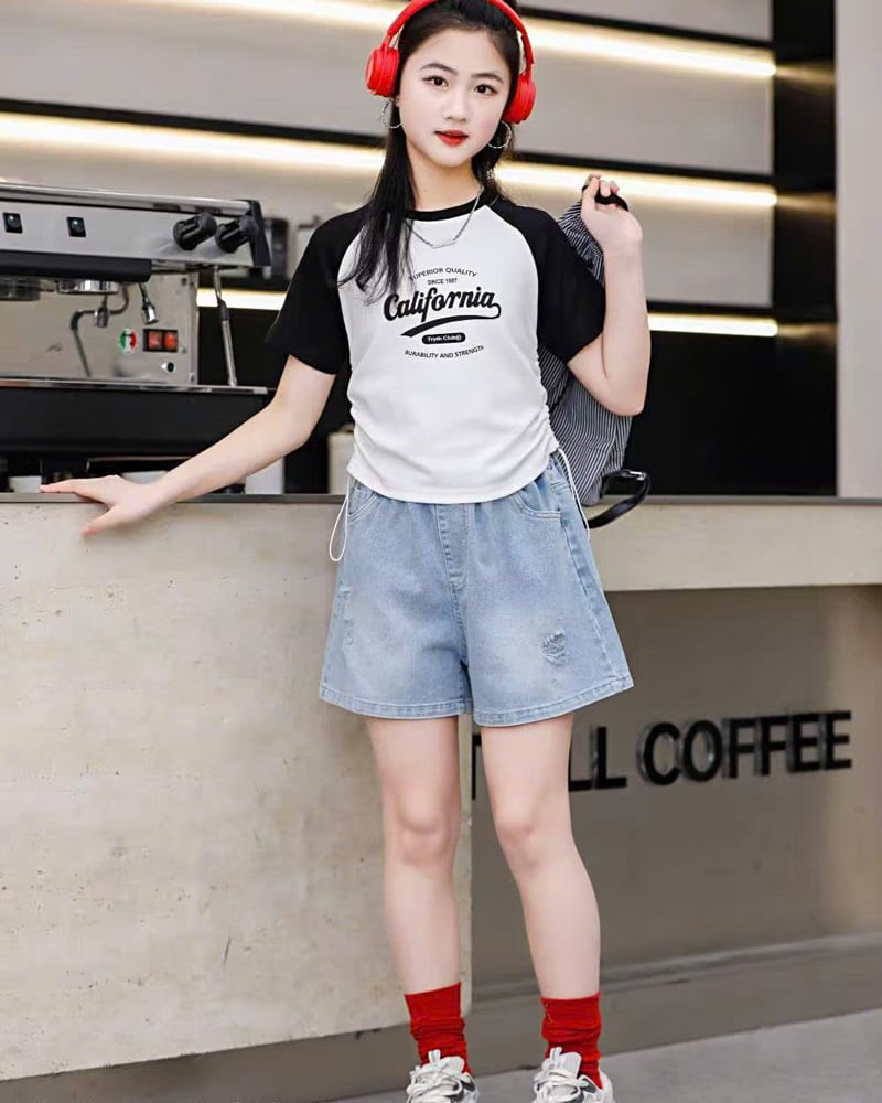 Bộ short jean bé gái CALI 1987