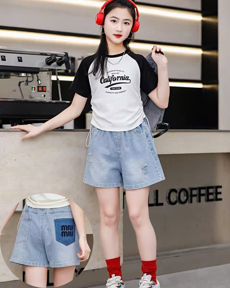 Bộ short jean bé gái CALI 1987