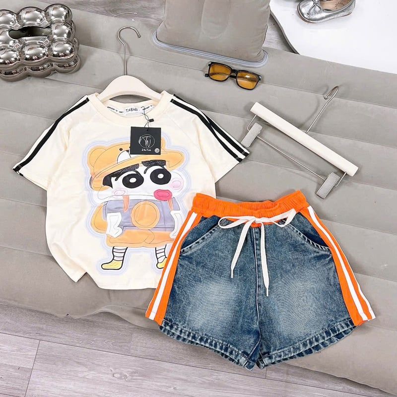 Bộ short jean bé gái chú SHIN