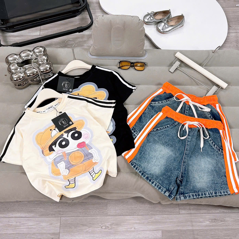 Bộ short jean bé gái chú SHIN