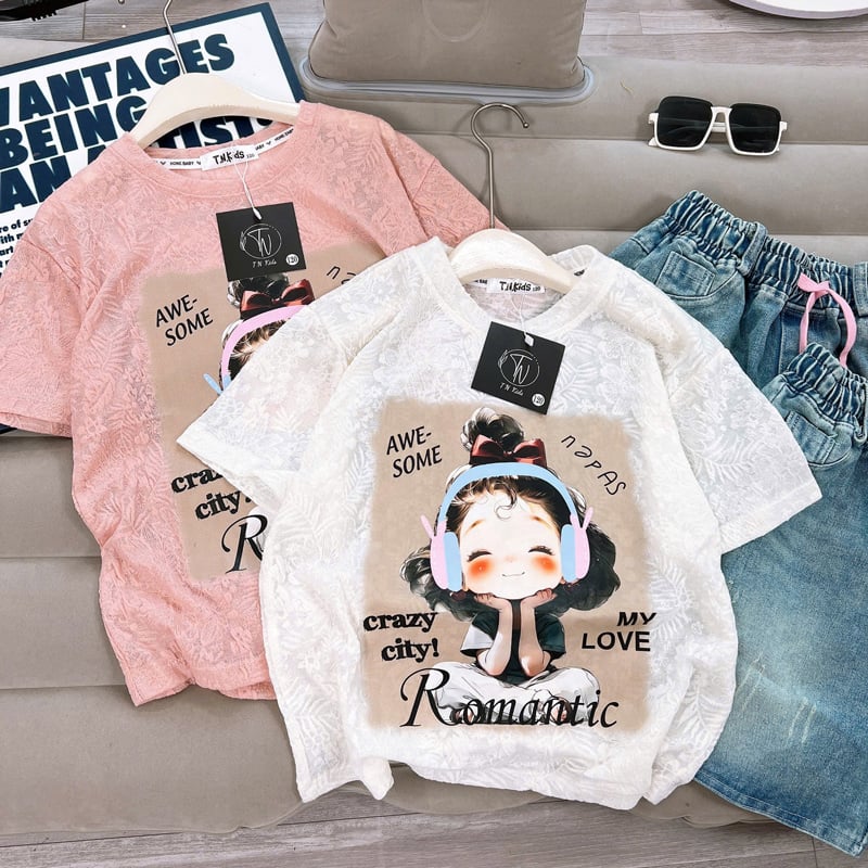 Bộ short jean bé gái cô gái Romantic