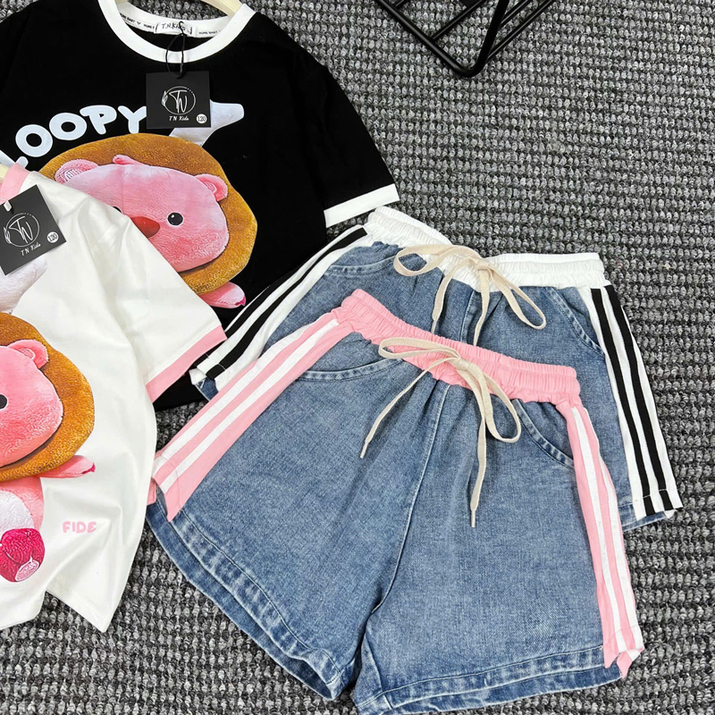Bộ short jean bé gái gấu Loopy