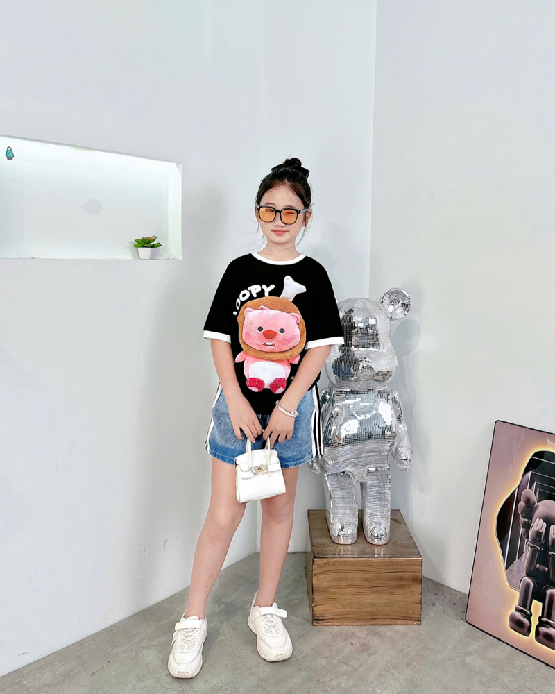 Bộ short jean bé gái gấu Loopy