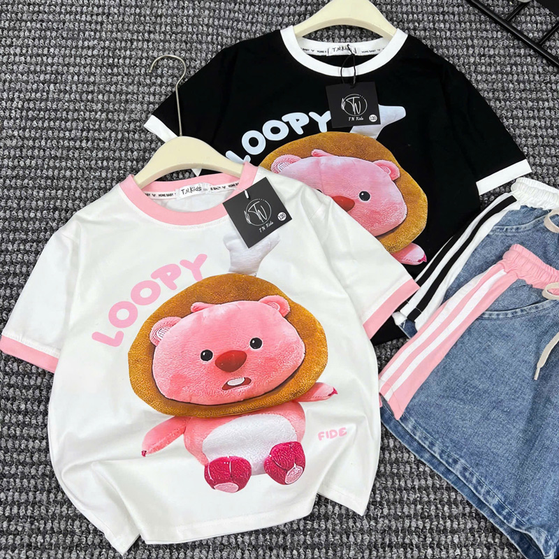 Bộ short jean bé gái gấu Loopy