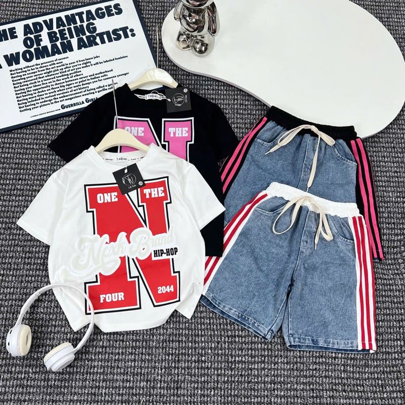 Bộ short jean bé gái N Brand