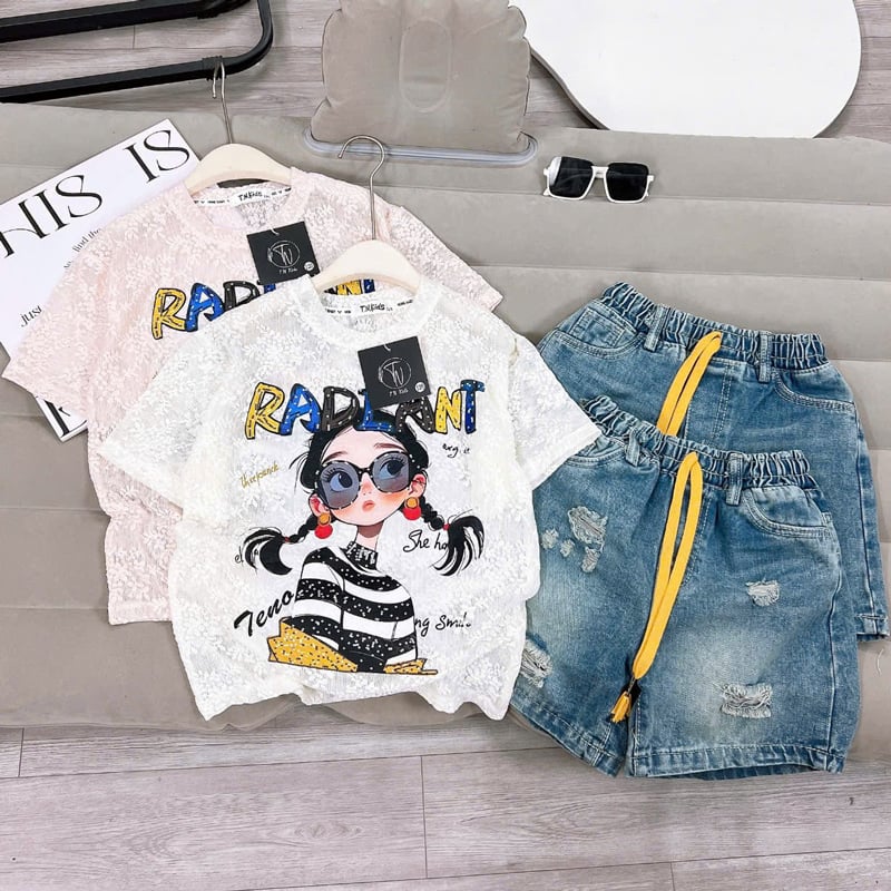 Bộ short jean bé gái Radiant