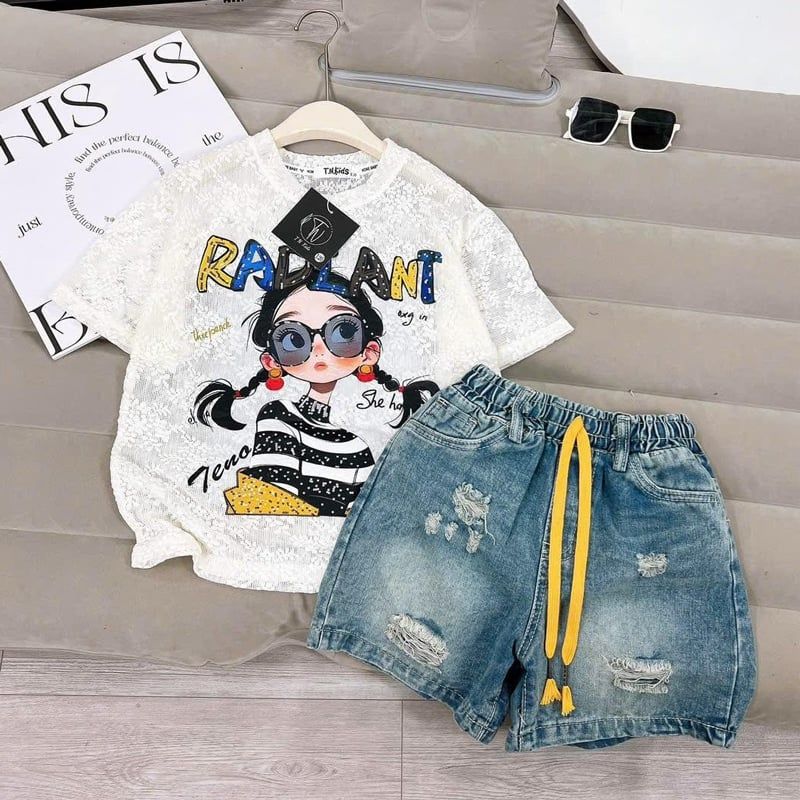 Bộ short jean bé gái Radiant