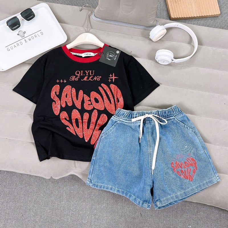 Bộ short jean bé gái SAVEO