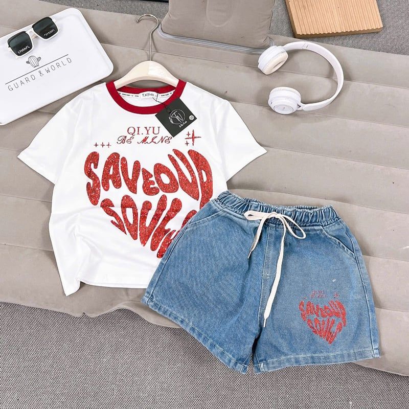 Bộ short jean bé gái SAVEO