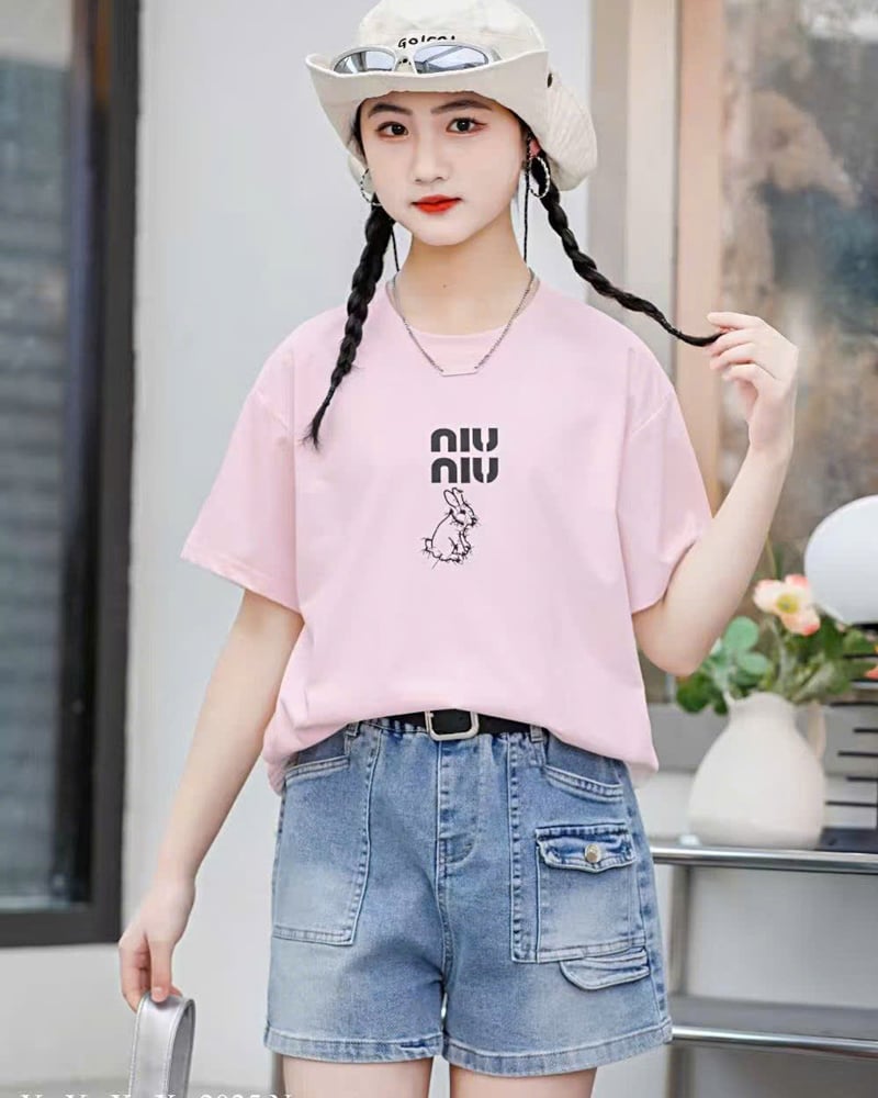 Bộ short jean bé gái thỏ NIU