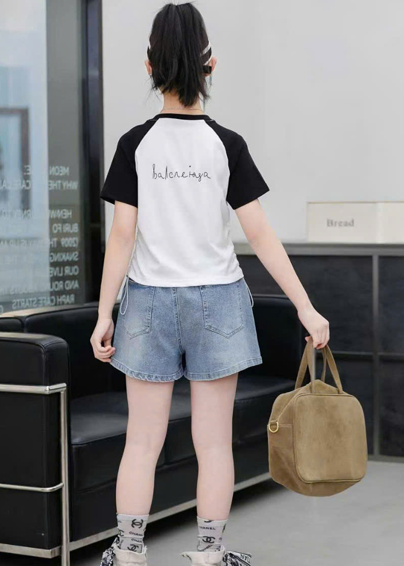 Bộ short jean bé gái trái tim