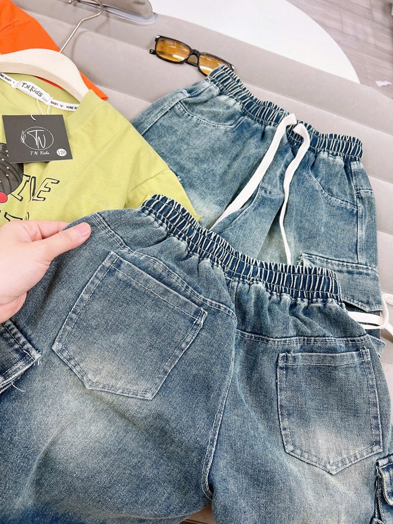 Bộ short jean bé gái túi hộp cô gái