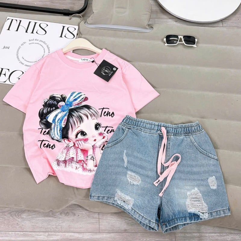 Bộ short jean cô gái TENO