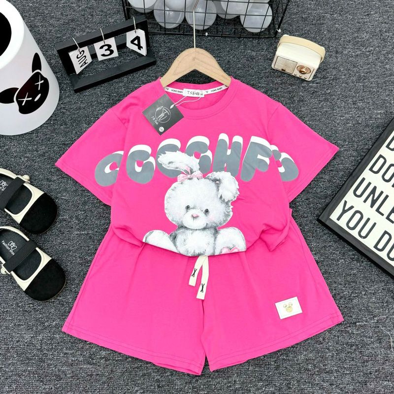 Bộ short thun bé gái hình thỏ