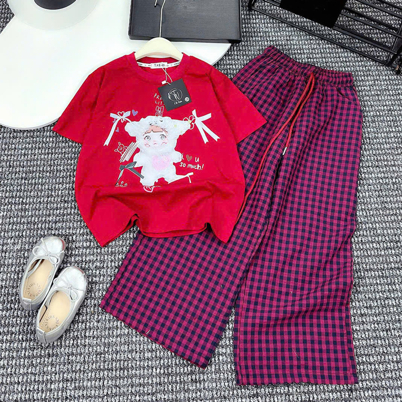 Bộ thun bé gái Baby Three nơ sọc