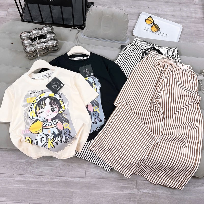 Bộ thun bé gái cô gái DKWR