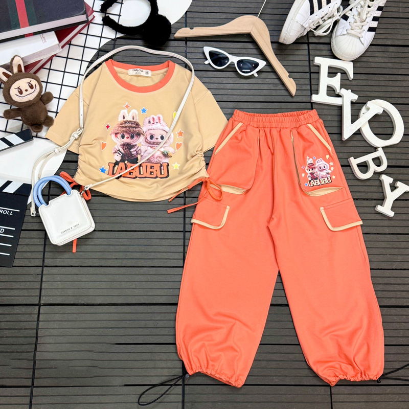 Bộ thun bé gái jogger Labubu