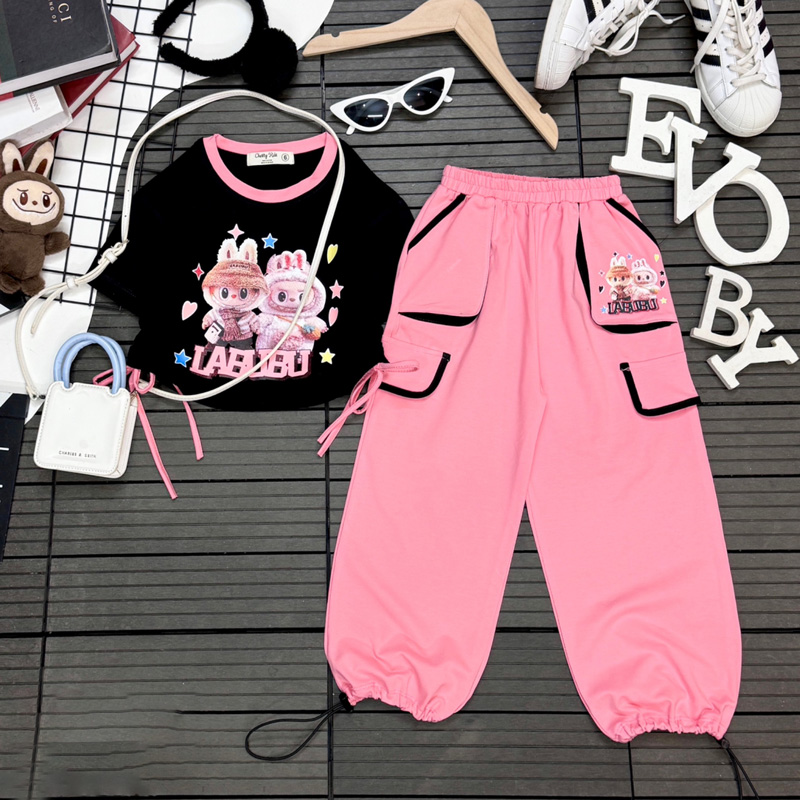 Bộ thun bé gái jogger Labubu