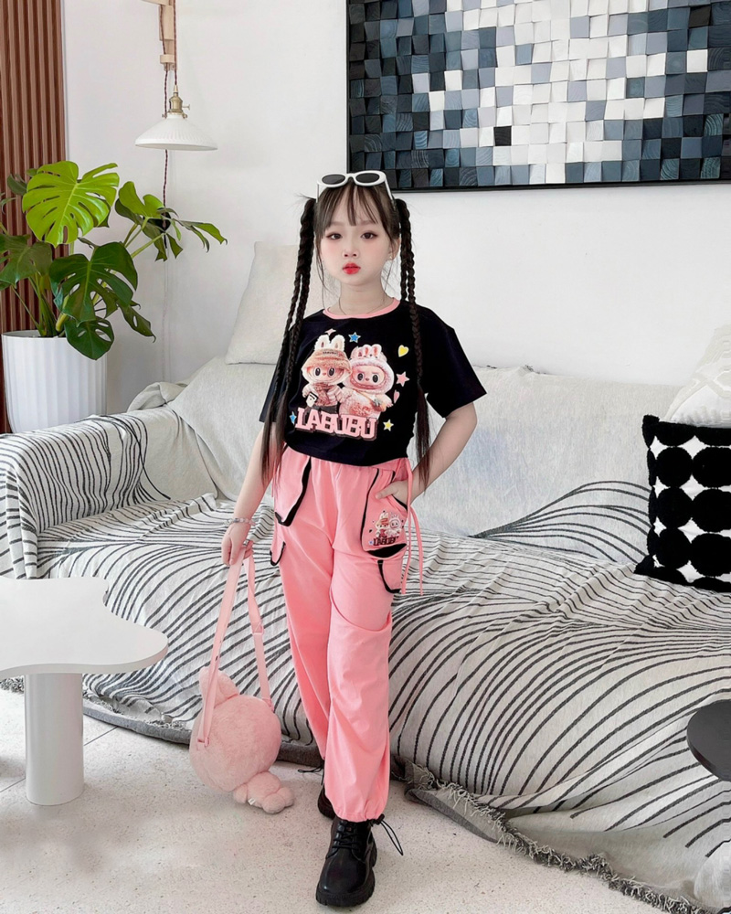 Bộ thun bé gái jogger Labubu