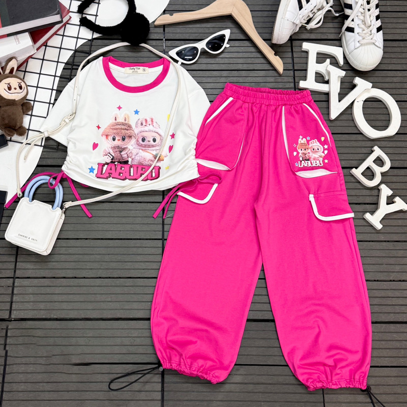 Bộ thun bé gái jogger Labubu