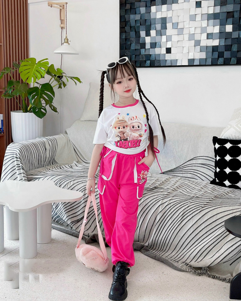 Bộ thun bé gái jogger Labubu