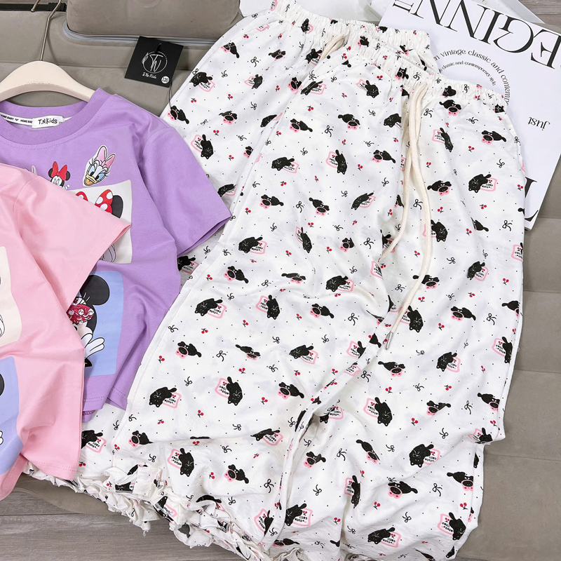 Bộ thun bé gái suông dài MICKEY