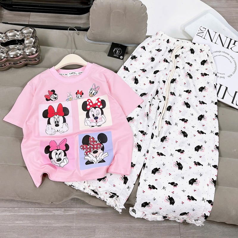 Bộ thun bé gái suông dài MICKEY
