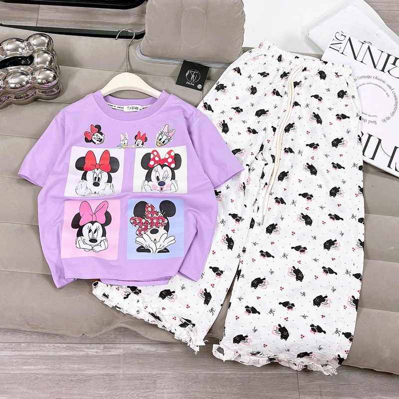 Bộ thun bé gái suông dài MICKEY