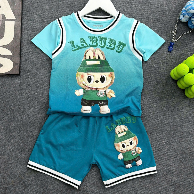 Bộ thun bé trai Labubu áo len
