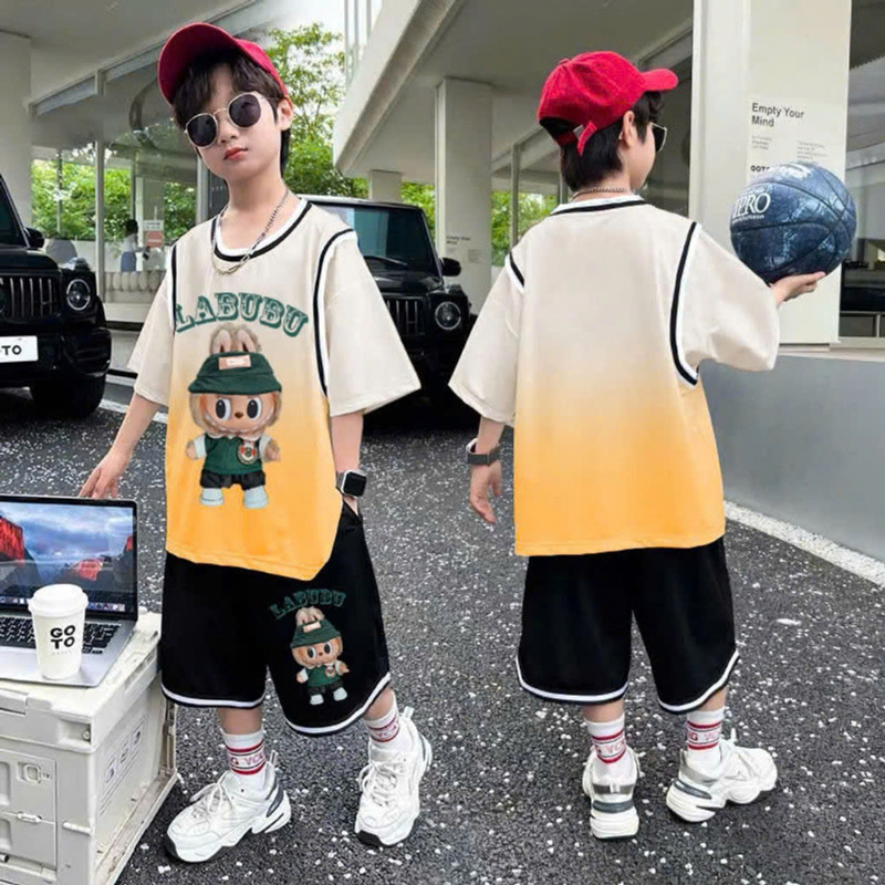 Bộ thun bé trai Labubu áo len