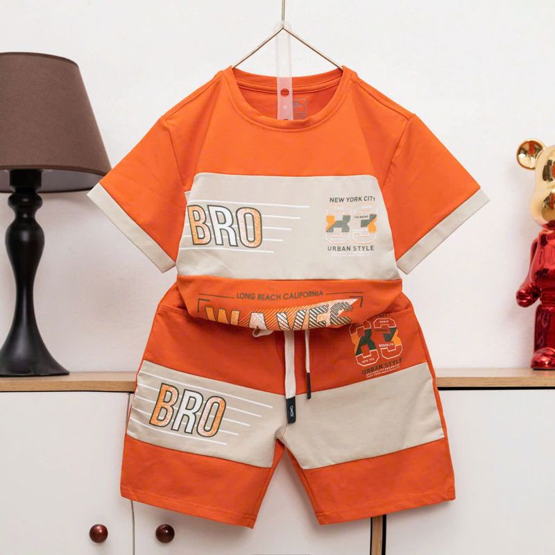 Bộ thun bé trai phối màu Bro