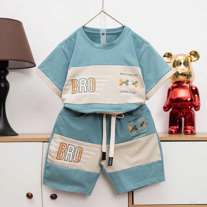 Bộ thun bé trai phối màu Bro