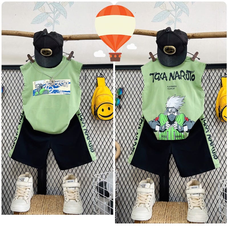 Bộ thun bé trai sát nách Kakashi
