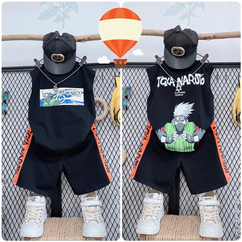 Bộ thun bé trai sát nách Kakashi