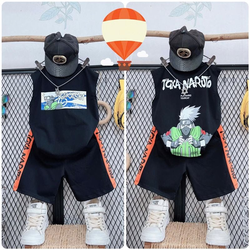 Bộ thun bé trai sát nách Kakashi